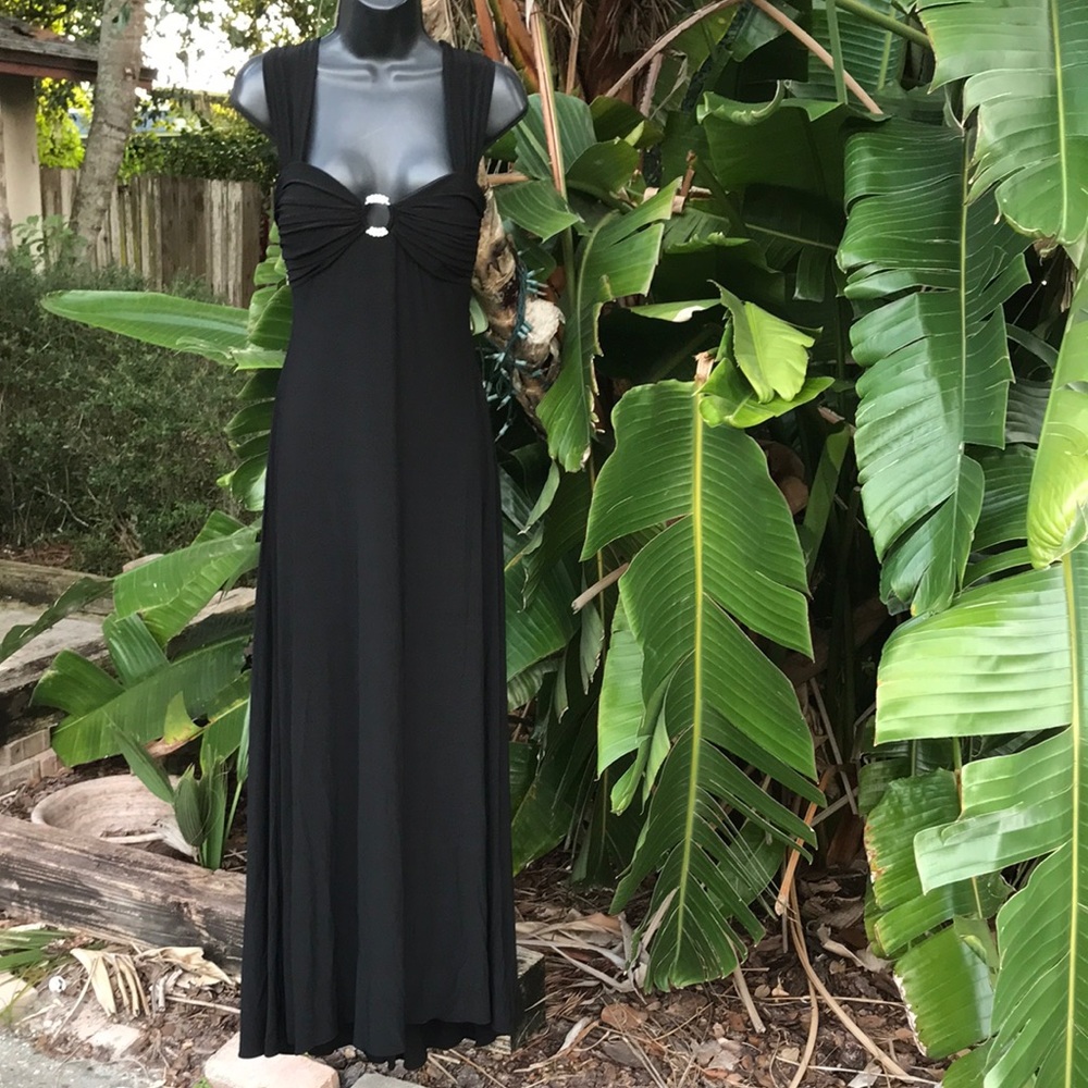 Betsy and Adam jeweled accent Halter gown
